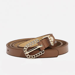 Ремень женский, ширина 1.4 см, пряжка металл, цвет коричневый