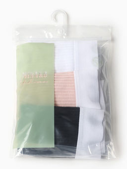 Трусы женские бразильяно MINAKU рубчик, набор 3 шт., размер 40-42, белые, бежевые, чёрные