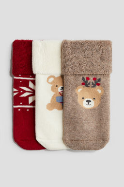 Pack de 3 calcetines en tejido rizado