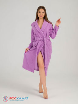 Женский махровый халат с шалькой сиреневый МЗ-02 (10)