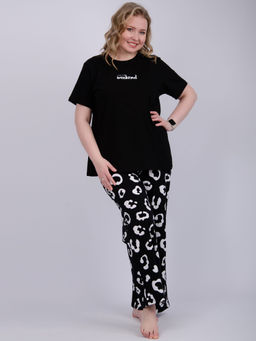 Пижама Выходные чёрная, трикотаж - Малина фото 3