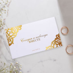 Цена за 10 шт. Приглашение на свадьбу Кольца , с тиснением - Долго и счастливо фото 3
