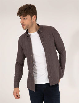 Kahverengi Slim Fit Uzun Kollu G_mlek