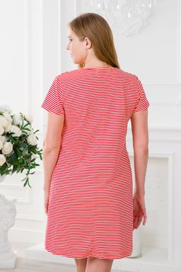 Туника женская из кулирки Руслана красная полоса на бежевом - Амадэль фото 3