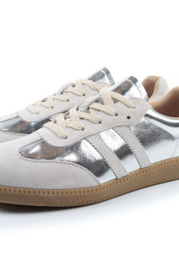 03-270-6C GREY/SILVER Кеды женские (натуральная кожа) - Фабричный китай фото 3