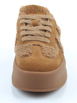 04-P133-2C BROWN Кроссовки демисезонные женские (натуральная замша, байка)