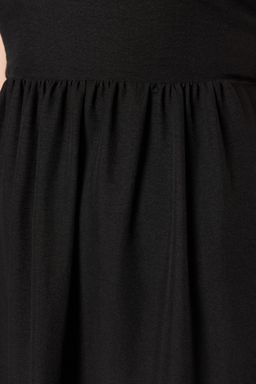 Siyah Etegi Volanl? S?rt Baglama Detayl? Ask?l? Maxi Dokuma Elbise TWOSS23EL00027