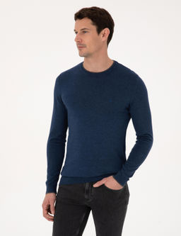 _ndigo Slim Fit Pamuk Kar___ml_ Bisiklet Yaka Triko Kazak - Cacharel фото 3