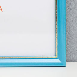 Фоторамка для фото 25×35 см Elena, пластик, (пластиковый экран), голубой с золотом