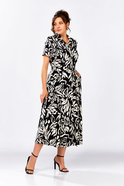 Платье Swallow 844.4 Черный в молочный принт фото 7