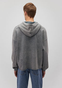 Kapusonlu Gri Sweatshirt - Mavi фото 4