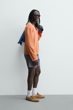CAMISETA RELAXED FIT CUELLO PANADERO / Naranja - Zara фото 4