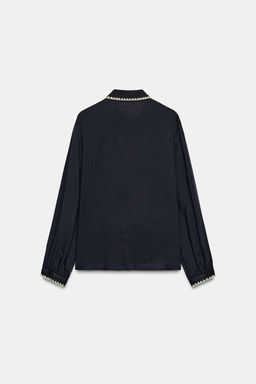 BLOUSE WITH TIE AND CONTRAST TOPSTITCHING - Zara фото 8