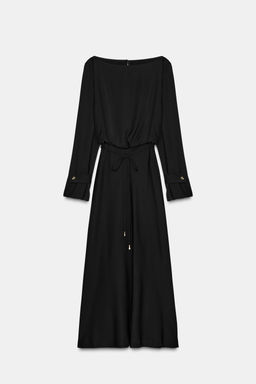 BELTED CREPE MIDI DRESS - Zara фото 6