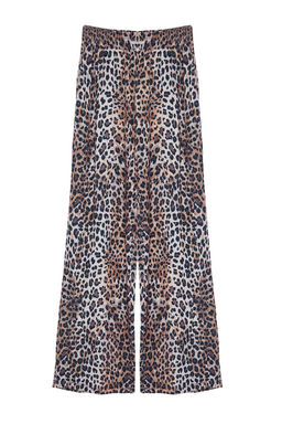 Leopar Bask?l? Wide Leg/Rahat Kesim Yuksek Bel Esnek Pantolon TWOSS23PL00129