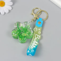 Брелок для ключей с карабином, ремешком «Цветочек с ракушками», пластик, водный с декором, 1.8×5.3×5.6 см