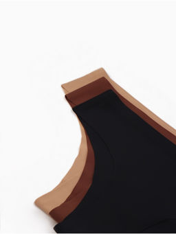 Наб бесшов трусов (3шт) жен бикини MINAKU 90%нейл/10%спанд/ласт 100%хл шок/капуч/черн р.S