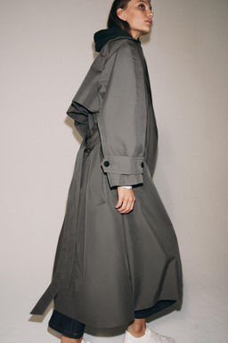 TRENCH OVERSIZE CINTUR?N ZW COLLECTION / Gris / Tostado - Zara фото 3