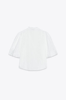 SHIRT WITH CUTWORK EMBROIDERY AND PUFF SLEEVES - Zara фото 8