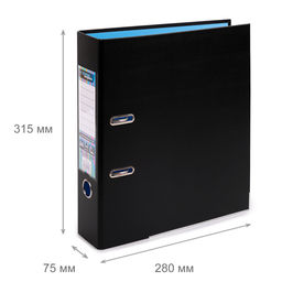 Expert Complete BLACK&COLOR Регистратор PVC, 2-х стороннее покрытие, мет.уг. 75 мм 10 шт. Trend A4 арочный механ. лён черный/голубой ЕС100262108