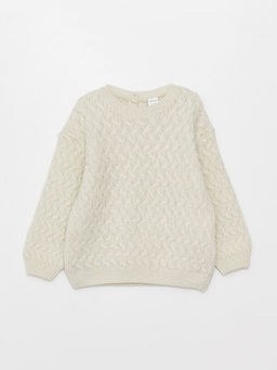 Bisiklet Yaka Kendinden Desenli K?z Bebek Triko Kazak