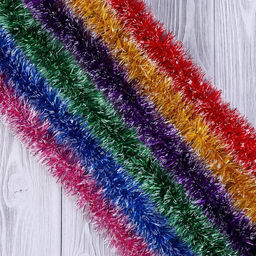 Цена за 10 шт. Мишура новогодняя Иней d-5 см, L- 200 см, МИКС