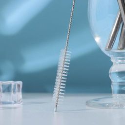 Набор металлических трубочек Ice, 4 шт, 21 см, с ёршиком - Доляна фото 2