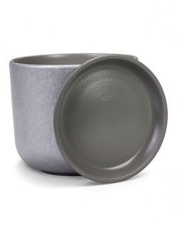 Горшок цветочный с поддоном 5,4 л, d22/h19 см серый керамика, "Перл" (М)
