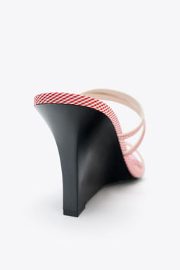 CHECK STRAPPY WEDGES - Zara фото 6