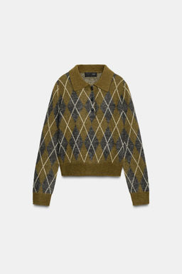 DIAMOND KNIT POLO JUMPER - Zara фото 5