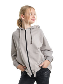 Толстовка на молнии с капюшоном 22-7640 серый - Mini maxi фото 9