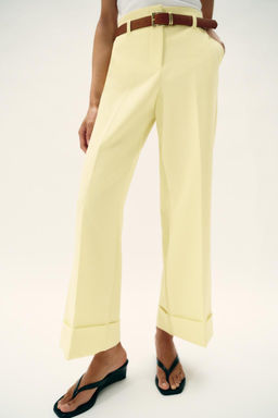 TROUSERS WITH TURN-UP CUFFS AND BELT - Zara фото 2