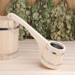 Ковш - черпак для бани и сауны «Емеля», 500 мл, липа, нержавеющая вставка, 42 см, «Добропаровъ»