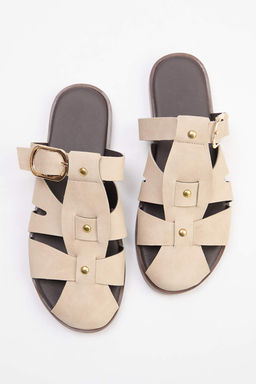 Bej Nubuk Fisherman Kad?n Terlik TAKSS26TE00002