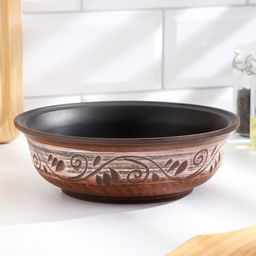 Тарелка глубокая «Ангоб», 700 мл, 18×6 см, красная глина