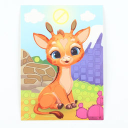 Цена за 2 шт. Аппликация форменными стикерами «Милый жирафик», набор для творчества, стикерная мозаика