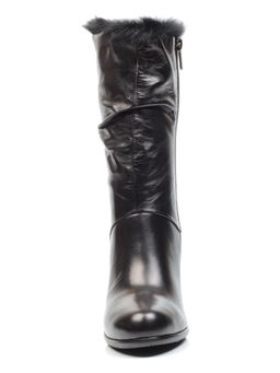 F16-180M BLACK Полусапоги зимние женские (натуральная кожа, натуральный мех (еврозима))