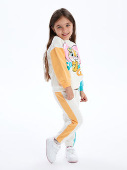 Bisiklet Yaka Uzun Kollu Chip and Dale Bask?l? K?z Bebek Sweatshirt ve E?ofman Alt 2li Tak?m - Waikiki фото 2