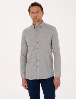Gri Slim Fit Uzun Kollu G_mlek
