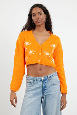 Turuncu Yumusak Dokulu Desenli Triko H?rka TWOAW22HI0026