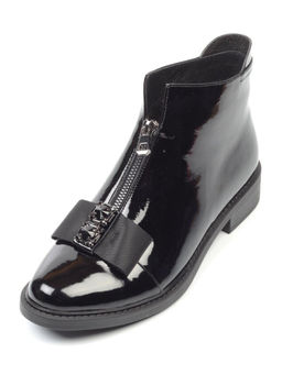 01-CA104-2 BLACK Ботинки женские (натуральная кожа, байка)