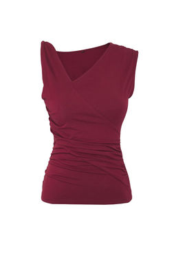 Bordo Kol Burgu Detayl? Buzgulu Asimetrik Yaka Esnek Orme Bluz TWOSS25BZ00569