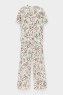 Е 20153/айвори,акварельные тропики пижама жен