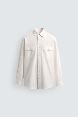 CAMISA FLUIDA REGULAR FIT BOLSILLOS AARON LEVINE X ZARA / Blanco  фото 6