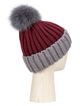 Шапка жен. шерсть+акр LB-I66001 grey/bordo - Labbra фото 2