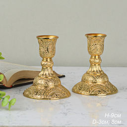 Подсвечник 2 штуки набор золото 9 см / 300G /уп 48/