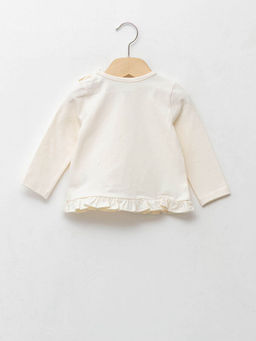 Bisiklet Yaka Uzun Kol Bask?l? Pamuklu K?z Bebek Ti??rt - Waikiki фото 2