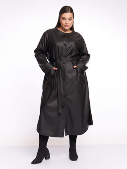 Кожаное пальто PL39309BLK01 - Артесса фото 11