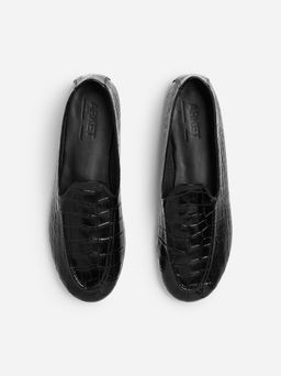 Mocasines de piel con relieve de cocodrilo - H&m фото 4