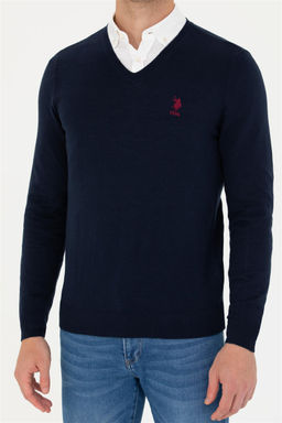 Свитер мужской U. S. Polo Assn базовый темно-синий из хлопка - U.s. polo assn фото 7